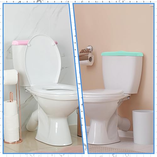 Miniatura 3 de Hoolerry 4 piezas de repuesto para tapa del tanque de inodoro con parte inferior elástica para accesorios de decoración de baño (naranja, rosa,