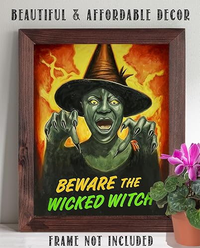 Miniatura 5 de Beware the Wicked Witch - Arte de pared vintage de 11 x 14 pulgadas sin marco, póster sin marco, estilo de película de terror retro, ilustración de