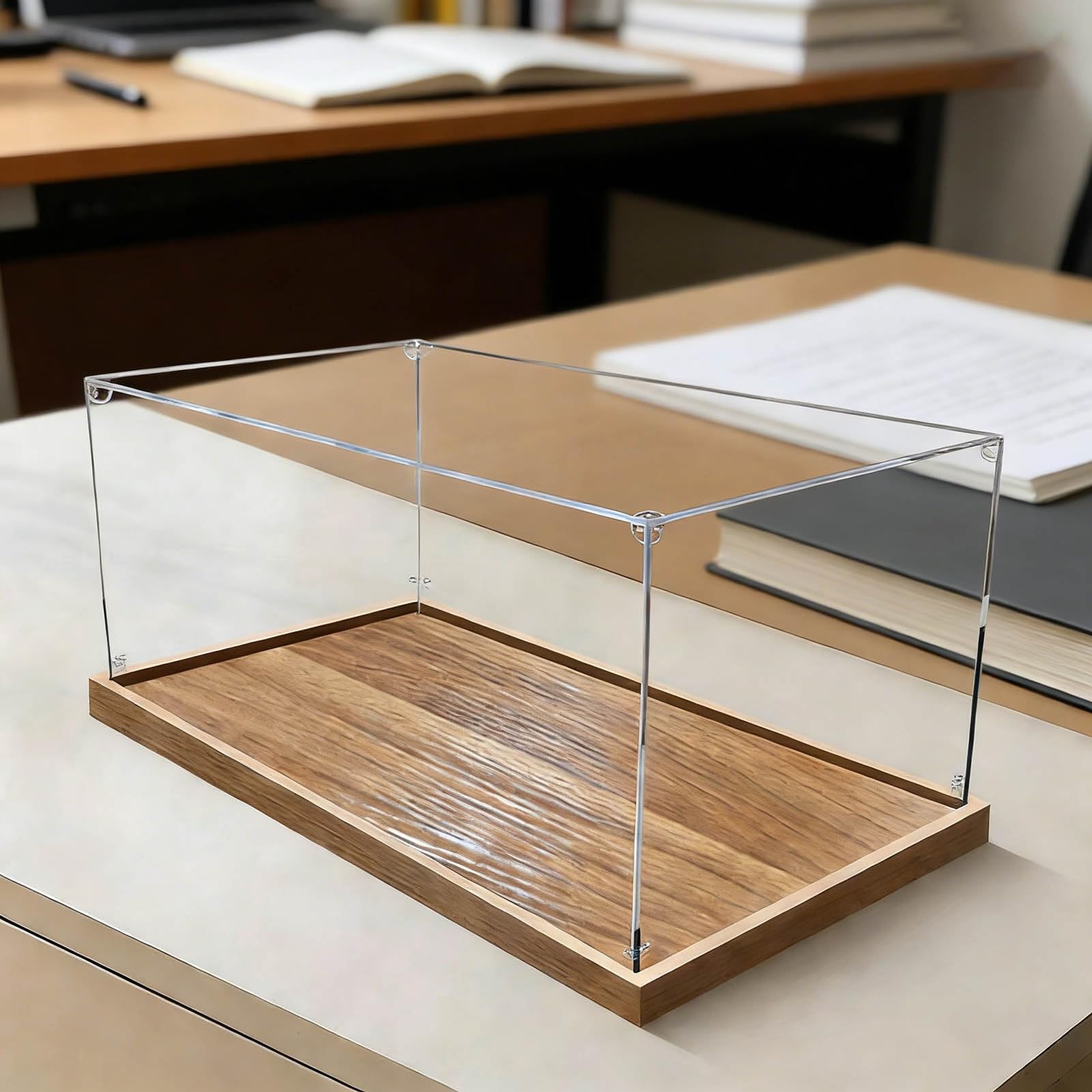 Acryl Vitrine Acryl-Vitrinenbox für Sammlerstücke, Verstärkte Box Staubdichte Schutzhülle für Figuren Transparente Geschenkboxen mit Eckenschutz(55x20x20cm)