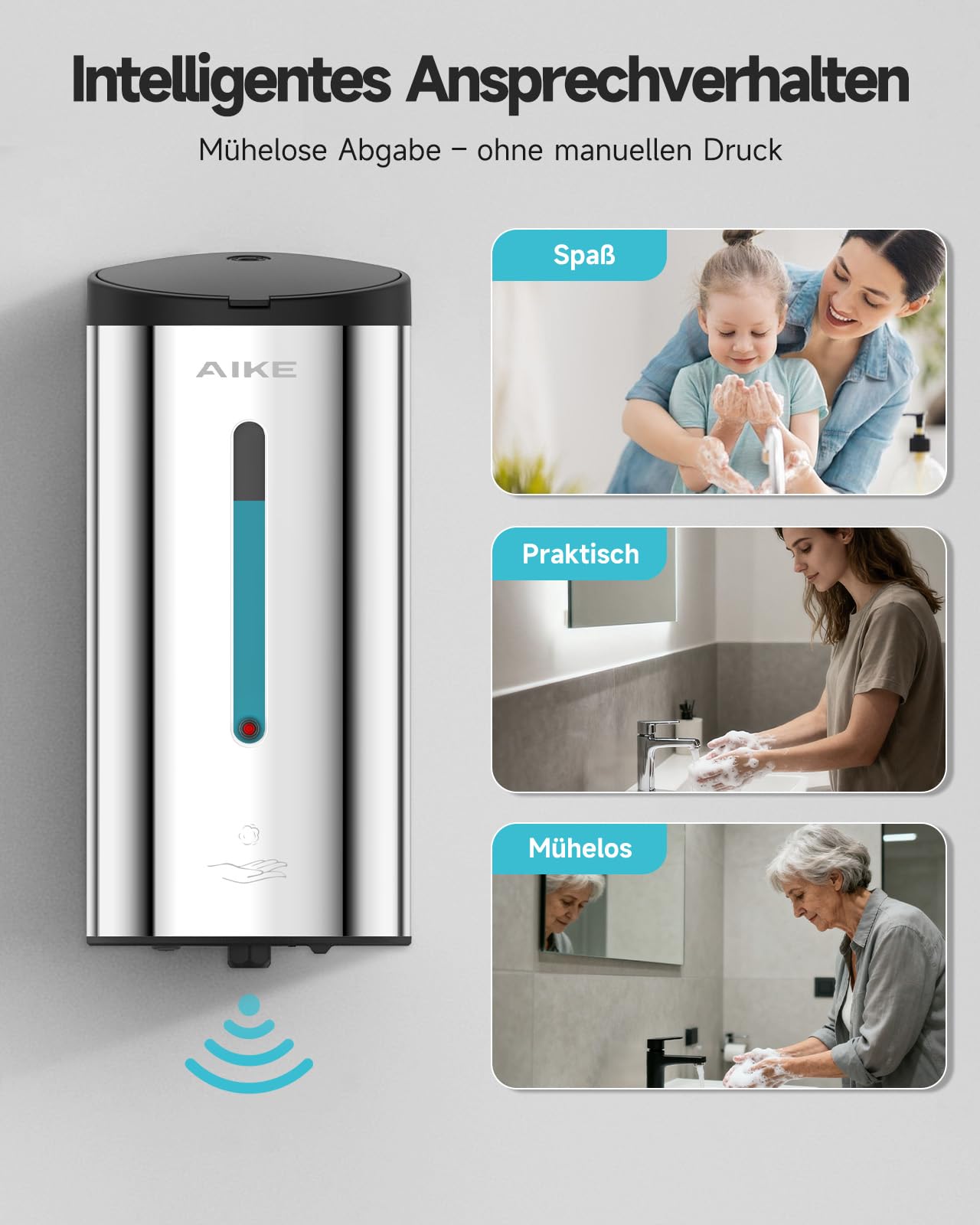 AIKE FoamCore Automatischer Schaumseifenspender,Wandmontiert