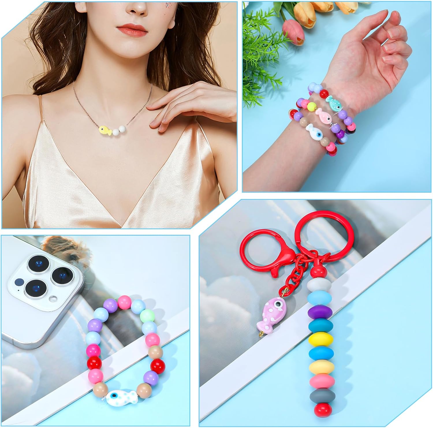 20 Pcs Fish Beads, Ceramic Beads for Jewelry Making, Colorful Spotted Loose Spacer Bead Ocean Beach Ceramic Fish Charm for DIY Necklaces, Bracelets, Jewelry Making - Image 3