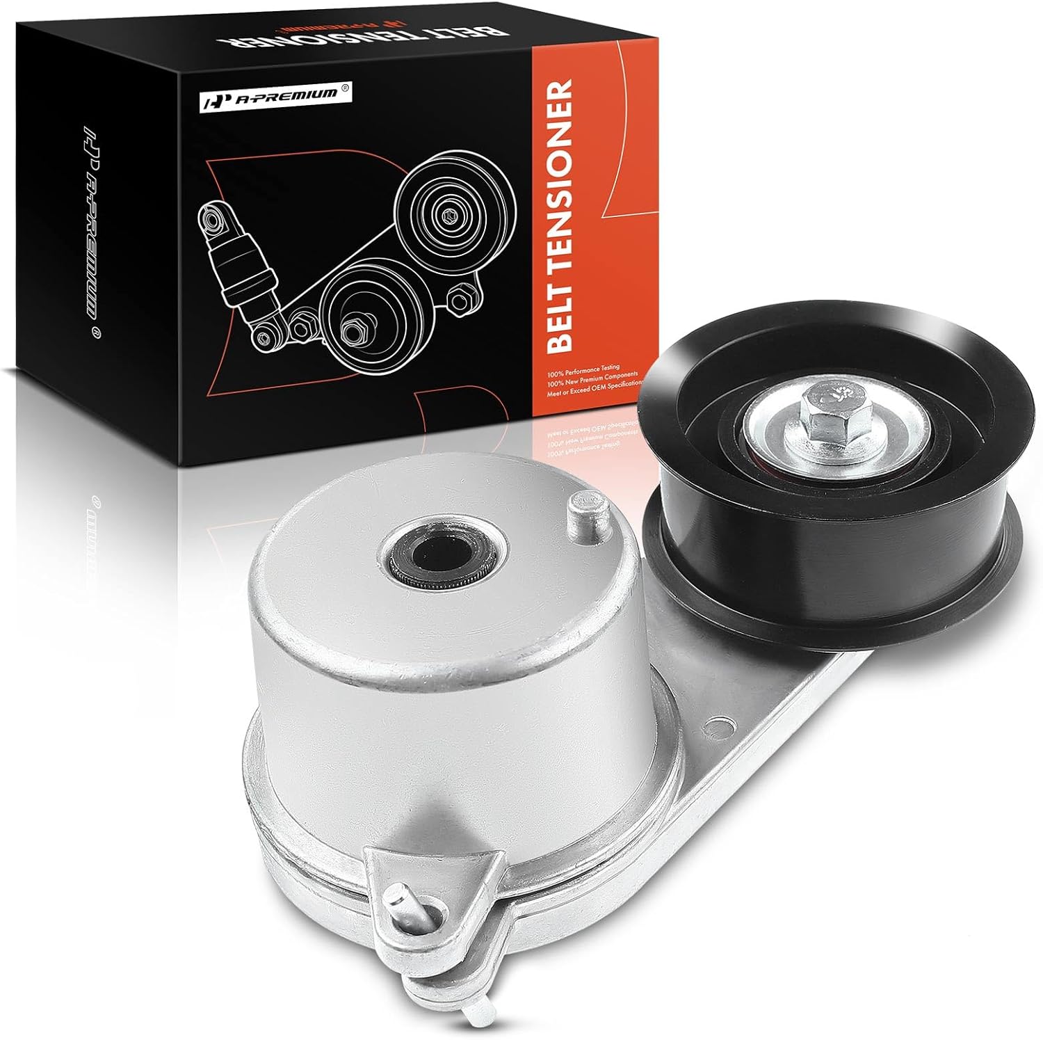 A-Premium Belt Tensioner Assembly with Pulley Compatible with Infiniti EX35 EX37 G35 G37 Q40 Q50 Q60 Q70L QX50 QX70 & Nissan 350Z 370Z GT-R, Replace# 119551EA0A, 119551EA0B
