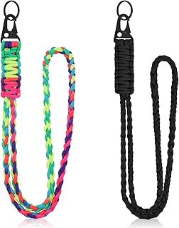Ouligay 2Pcs Heavy Duty Lanyard Paracord Lanyard Braided 550 Keychain Lanyard Key Lanyard Rope Neck Strap Lanyard Whistle Lanyards for Keys ID Card Badge Holder Camera Phone Outdoor Activities
