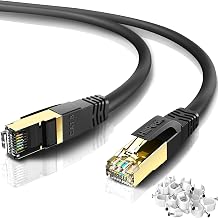 HiiPeak Cat8 Ethernet Cable 40FT, Indoor&Outdoor, Heavy Duty High Speed 26AWG Cat8 Network LAN Cable 2000Mhz, 40Gbps with Gold Plated RJ45 Connector Weatherproof S/FTP UV Resistant for Router, Modem