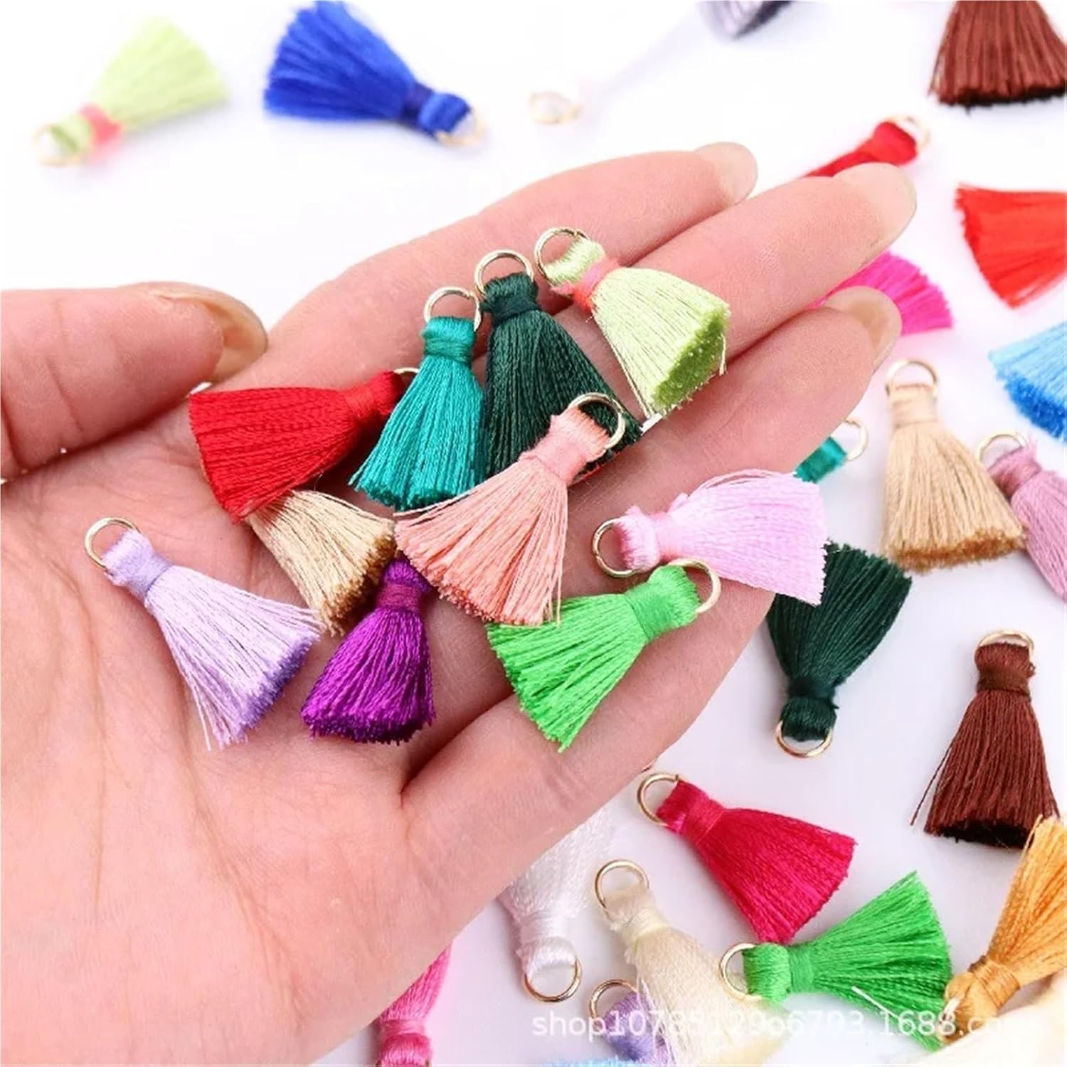 Tassels 300Pcs 20mm Mini Metal Hanging Ring Tassel Trim Pendant DIY Craft Jewelry Handmade Earrings Decor Materials Fringe(01-2CM)