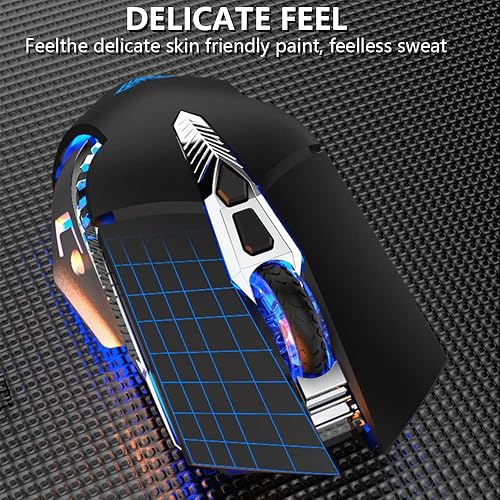 Miniatura 9 de Mouse Bluetooth mouse inalámbrico recargable para juegos 3 modos BT50 BT30 y USB mouse RGB de 7 colores ergonómicos para computadora con 3 niveles