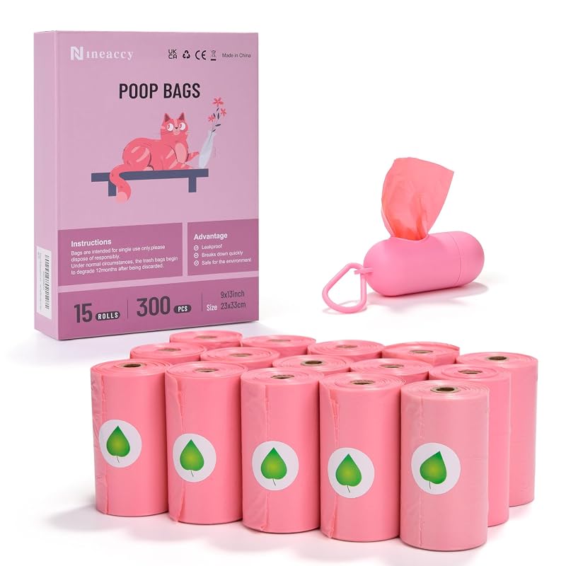 Sacos para Fezes de Cães WDFAACK com Dispenser, Amido de Milho e Aroma de Lavanda — 300 Unidades