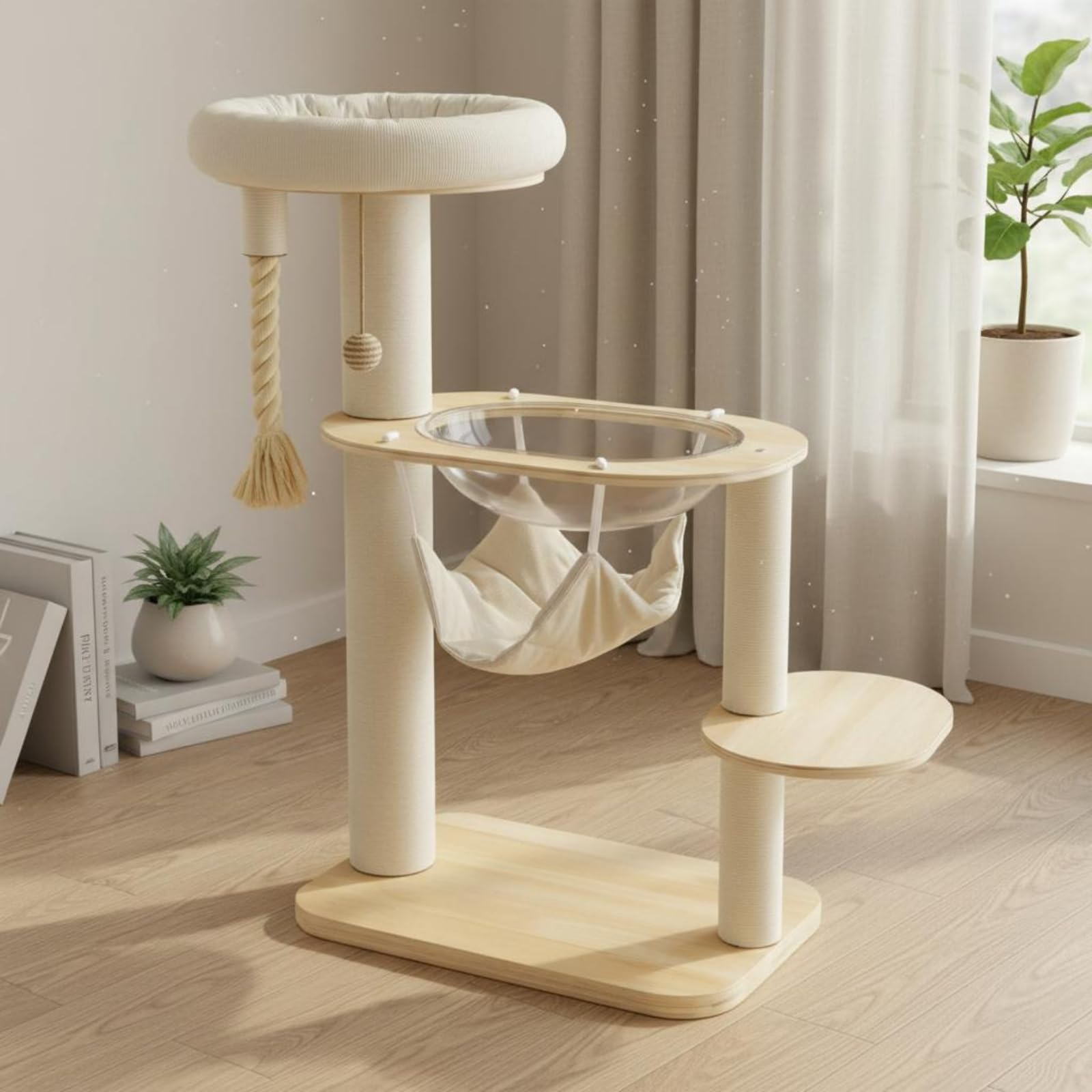 predolo Feline Climbing Structure With Hammock Salvaspazio Albero Tiragraffi con Amaca Multi-Level Cat Climbing Cat Climber per, Albero Per Gatti Con Cuccia A Piattaforma Grande E Scala