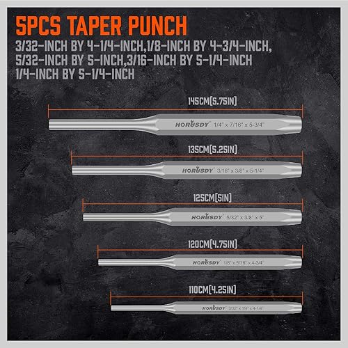 Miniatura 25 de HORUSDY Juego de cinceles fríos resistentes de 3 piezas, largo de 8 pulgadas, 10 pulgadas, 12 pulgadas, con bolsa de rollo, 1 pulgada, 7/8 pulgadas
