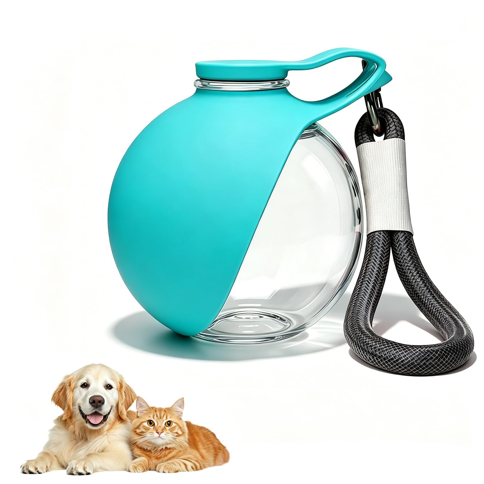 XQMMGO Portable Dog Water Bottle for Walking 285ml, Lightweight 2-in-1 Pet Water Dispenser with Foldable Silicone Bowl, Leak-Proof BPA-Free Puppy Travel Drink Cup Flask for Outdoor Hiking (Blue)