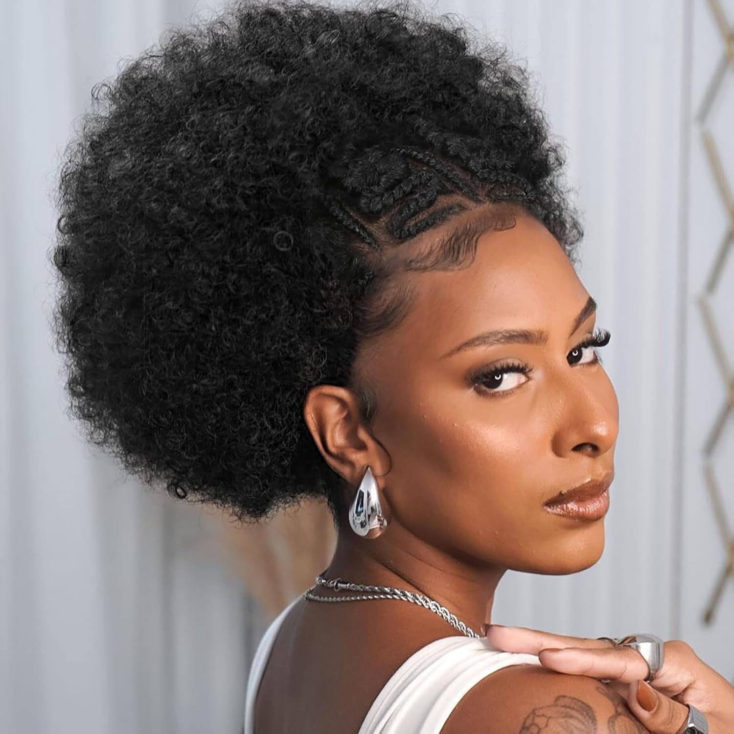 WIGER Braided Wigs for Black Women 13x6 Lace Frontal Kinky Curly Wig With Baby Hair Afro Lace Front Hair Wigs Pre Plucked Glueless Synthetic 4C Full Lace Wigs for African American
