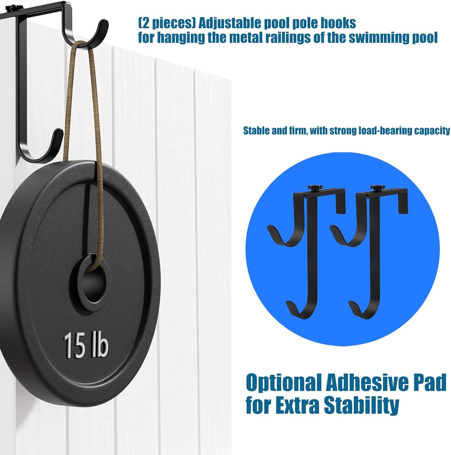 Thicken Panel Pool Fence Equipment Hook Metal Hangers for Hanging Tool for Fence, Wall, Skimmer Poolsides Leave Skimmer Net Holder