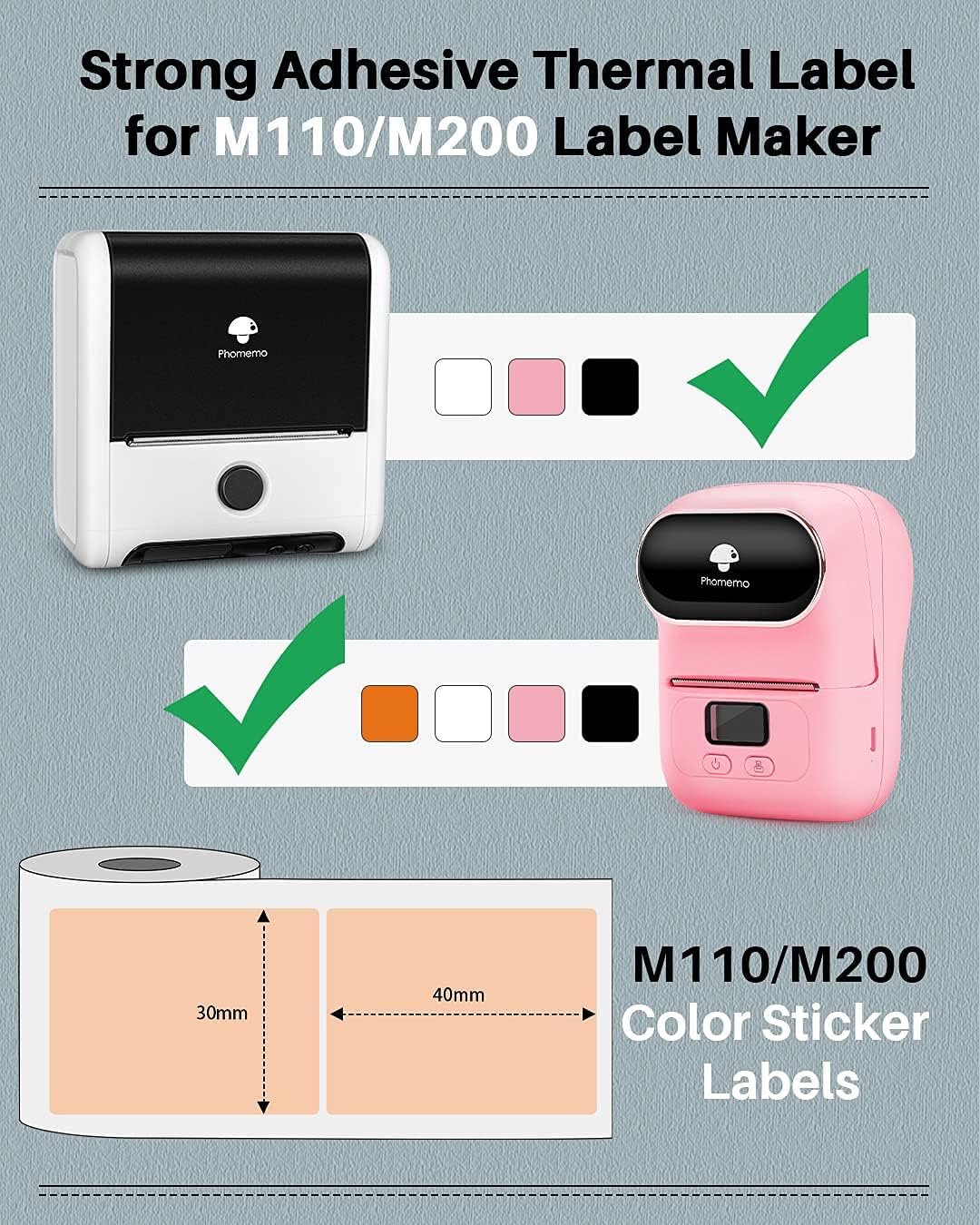 Phomemo Label Maker Machine- M110S Upgraded Bluetooth Label Printer for Barcode, Clothing, Jewelry, Retail, Mailing, Business, Compatible with Android & iOS, White