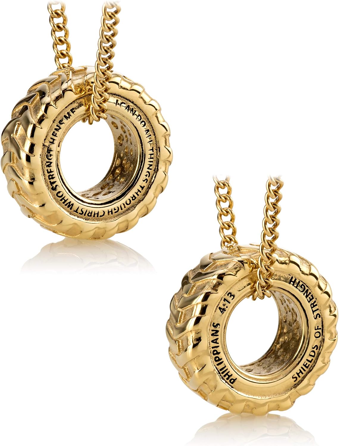 Men's Gold Stainless Steel Tire Necklace-Phil 4:13