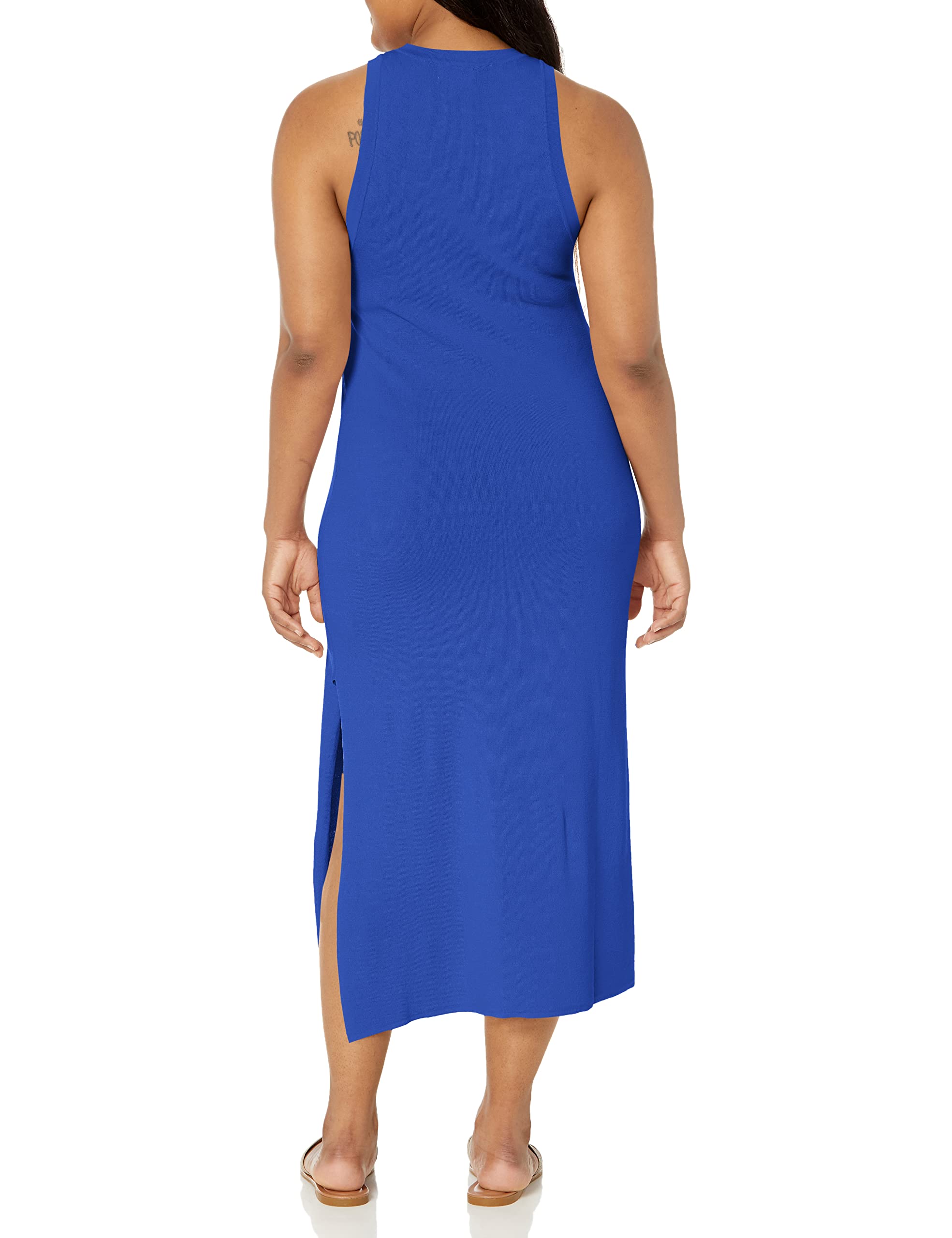 The Drop Women's Gabriela High Neck Cut-in A-line Side-Slit Maxi Sweater Dress