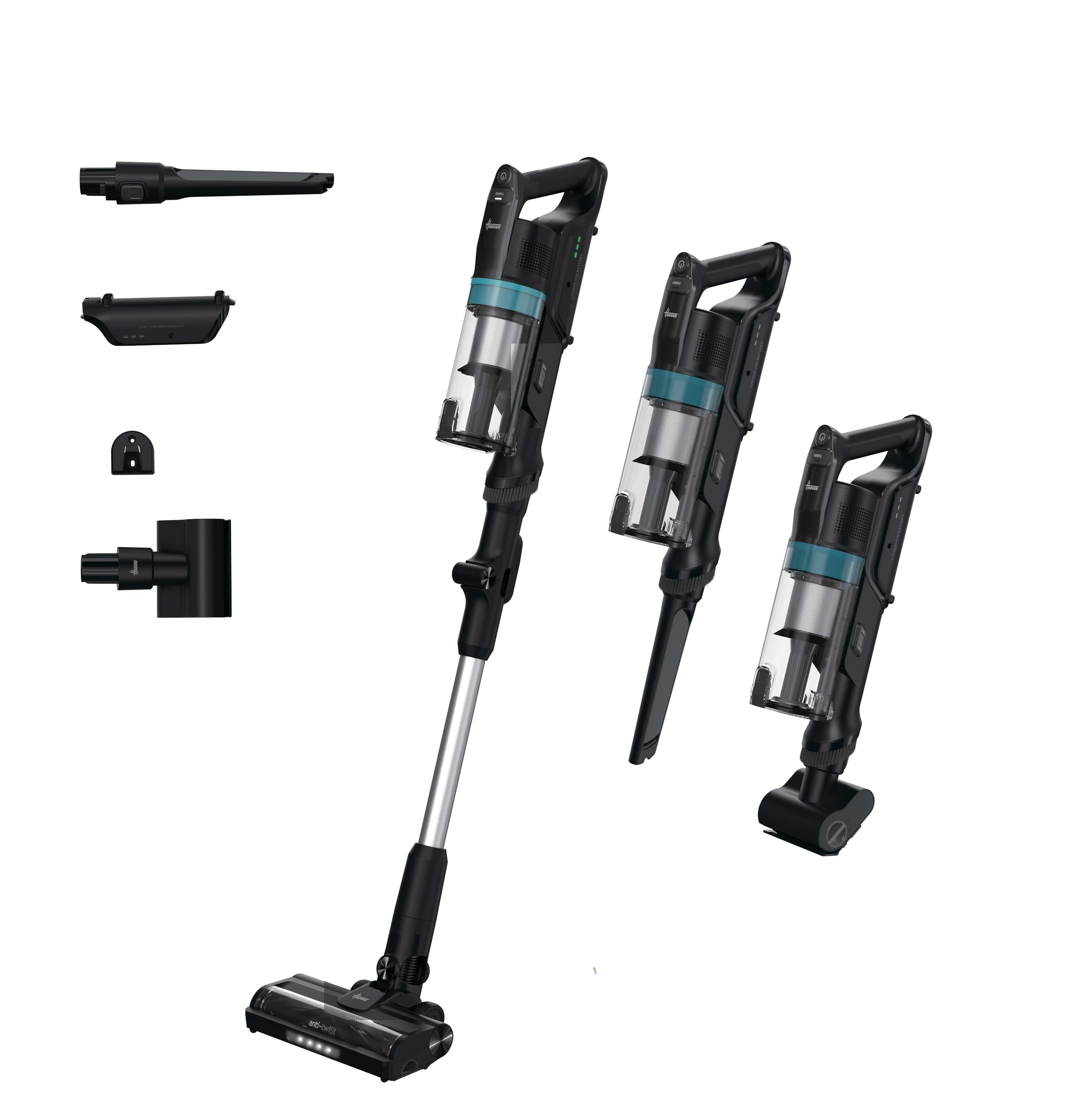 Hoover Bezprzewodowy odkurzacz HF1 Plus z elastyczną rurką, tryb turbo, uniwersalna dysza podłogowa z technologią Anti-Twist, 45 min. Czas pracy, funkcja parkowania, mini dysza turbo do sierści