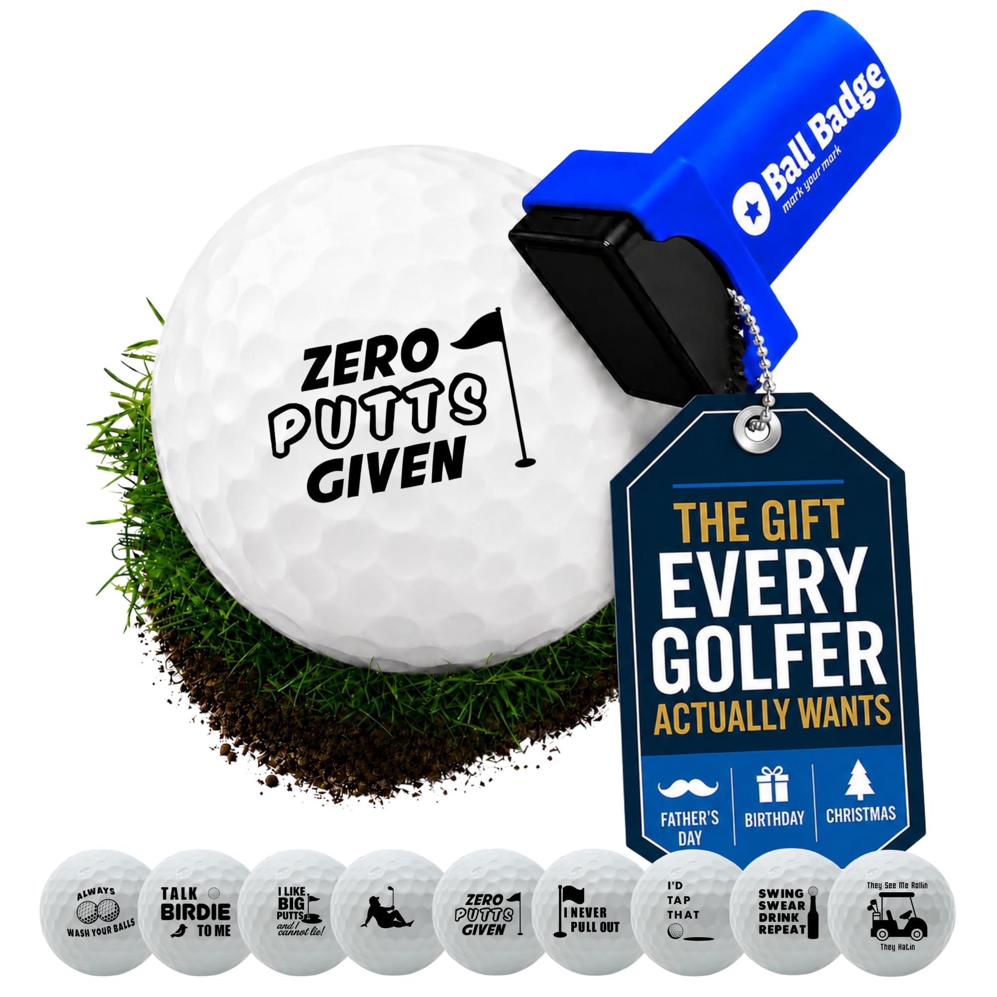 Insignia de pelota – Sello de pelota de golf (The Funny Series), marcador de pelota de golf, herramienta de marcado de pelotas de golf reutilizable para identificar pelotas de golf
