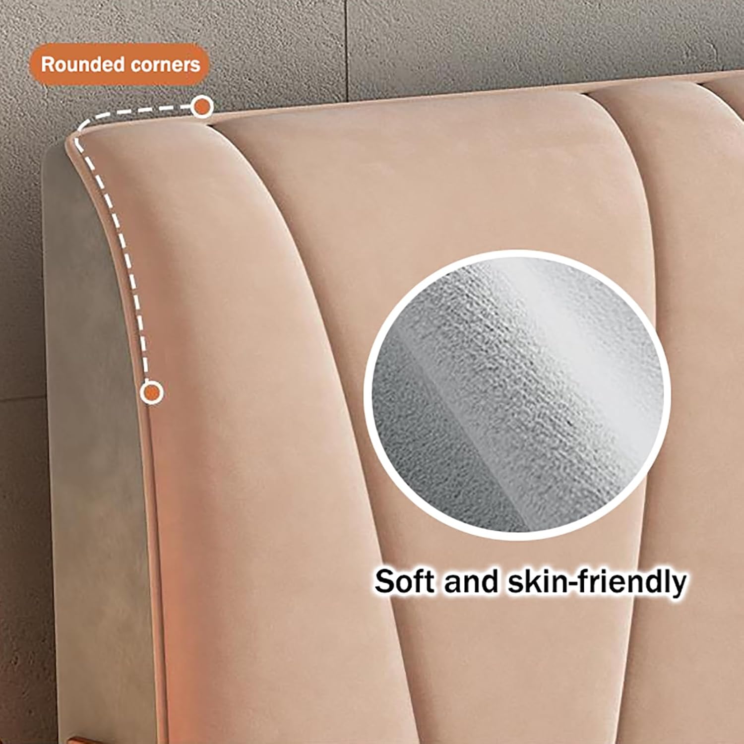 Soft Flan Velvet Bed Headboard Cover,Filled with Thick PP Cotton,with Pockets Bed Headboard Protector,Stretchable Bed Headboard Slipcover for Bedroom Decor(Beige,78.7in)