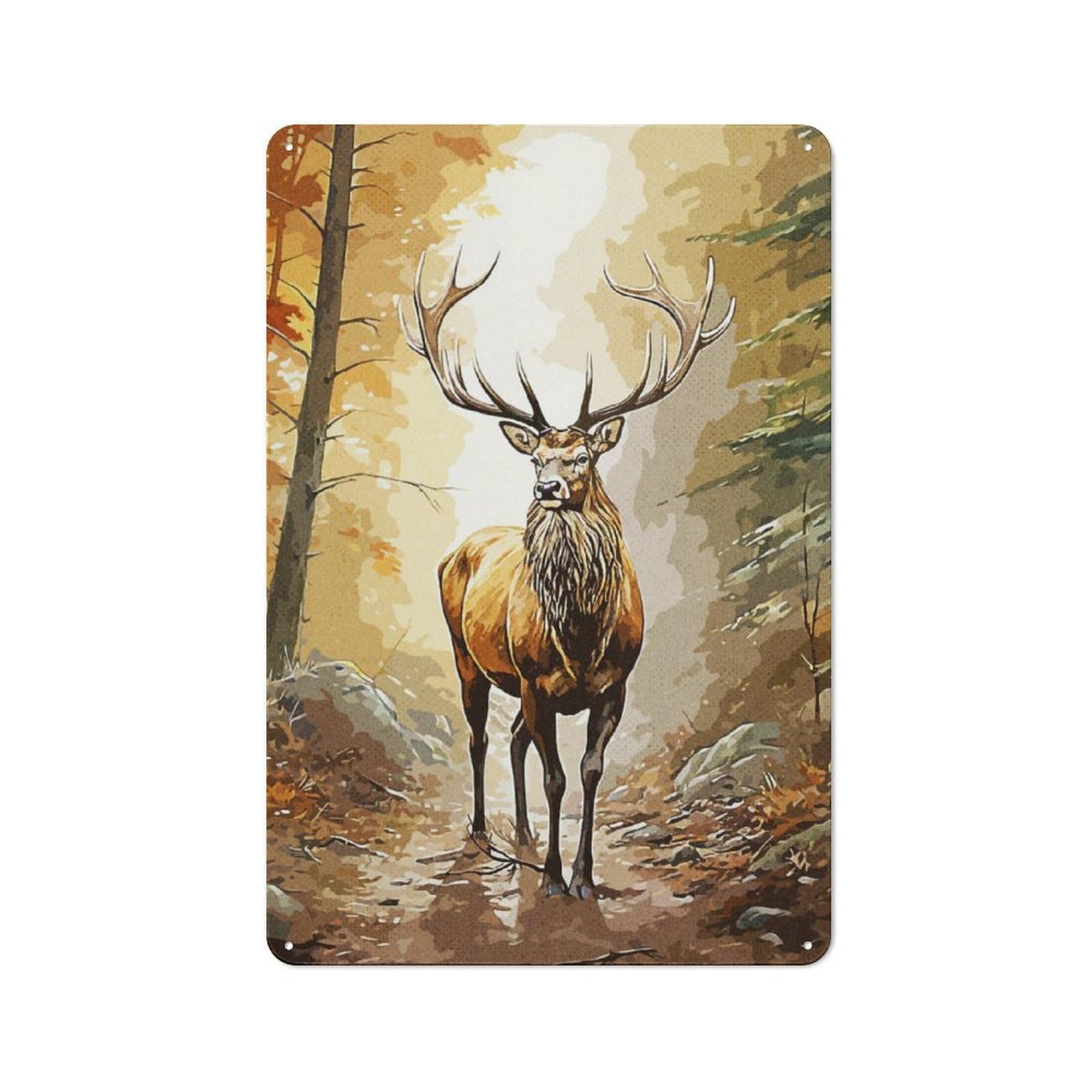 Junmoney Deer Forest Rustic Metal Sign 30X20cm Featuring For Garage Wall, Suited To Garage Decor Collectors