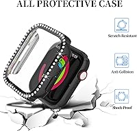 Vista 2 de Haojavo Paquete de 5 fundas brillantes para Apple Watch de 1.575 pulgadas SE 3 (2025)/SE 2/SE/Series 6/5/4 con protector de pantalla de vidrio