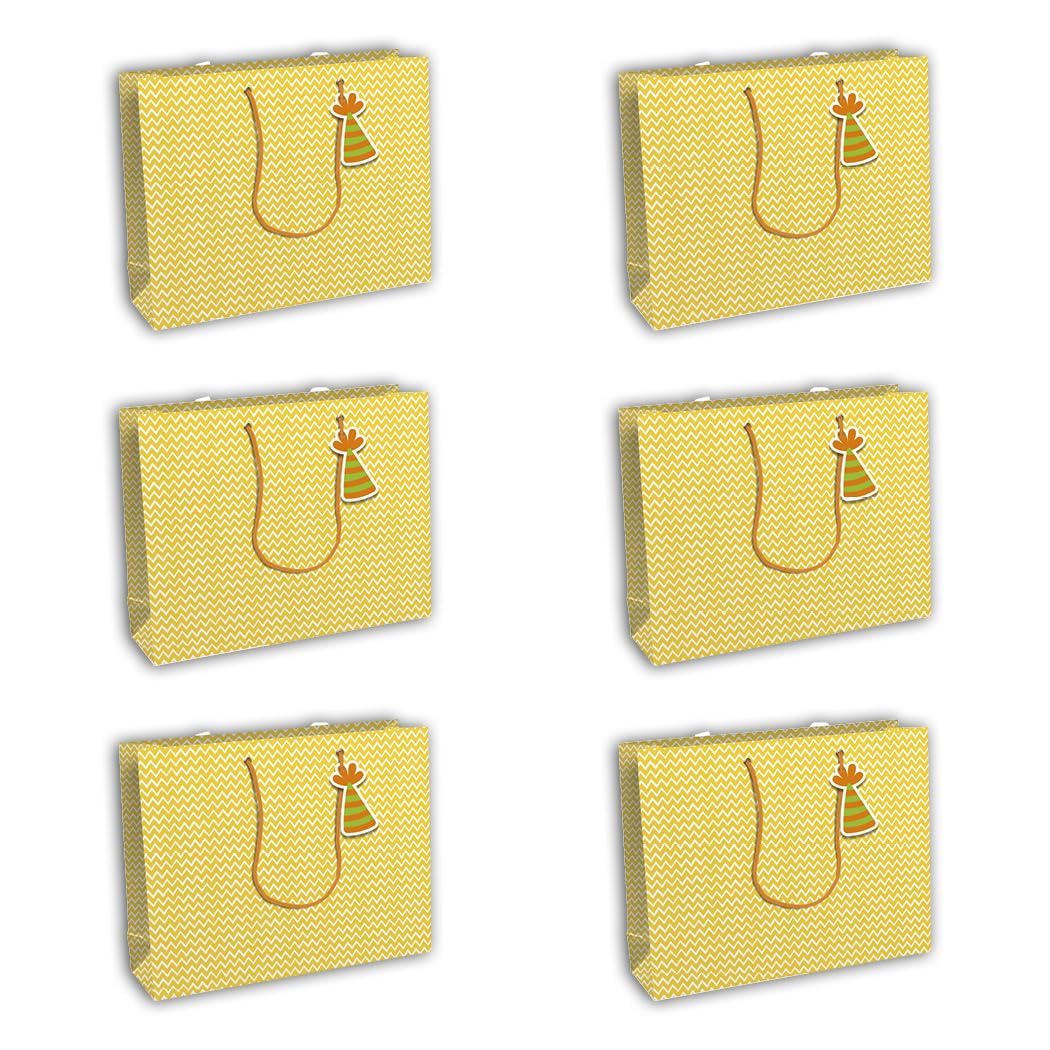 Clairefontaine 32499-6Cpack, Set of 6 White Kraft Gift bags, Shopping, 37.3x11.8x27.5 cm, 210g, Safari Design, Gift packaging - Image 3