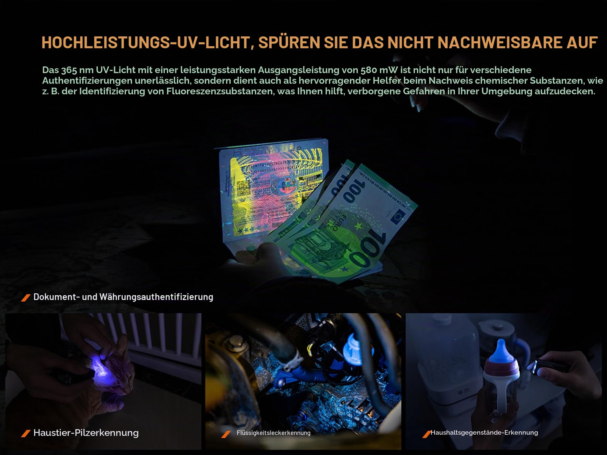 FENIX - E06R – Taschenlampe, Schlüsselanhänger, 3-in-1-750 Lumen (schwarz)
