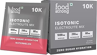 Foodstrong 10K Isotonic Electrolyte Mix – Zero Sugar Hydration | 1000mg Sodium, 200mg Potassium, 60mg Magnesium | Electrolyte Drink Mix – Watermelon F