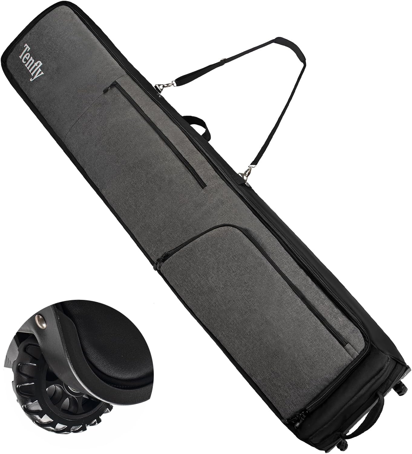 Ski Bag, Padded Snowboard Bag for Air Travel, 900D Water Resistant Oxford Fabric, Foldable Snow Bags Fits 2 Pairs Skis Grey 175