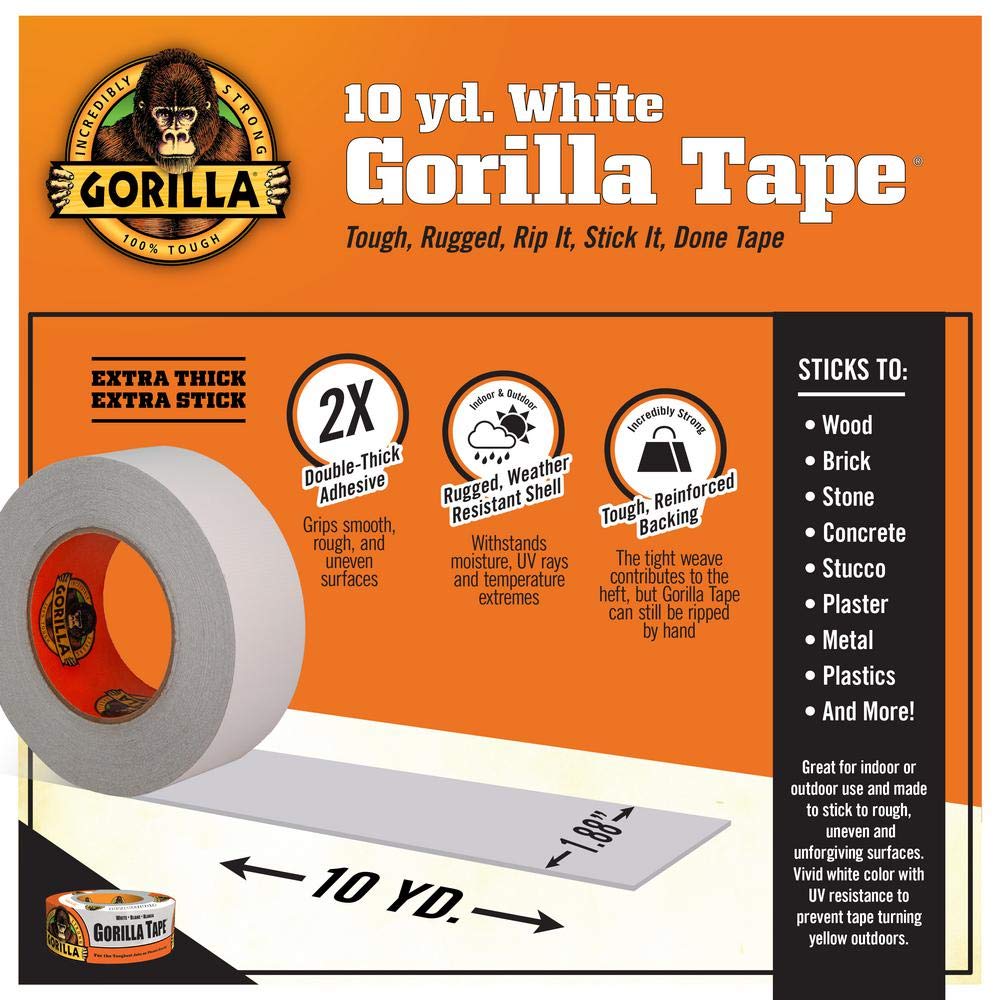 Gorilla 1.88 in. x 10 yds. White Tape (6-Pack)
