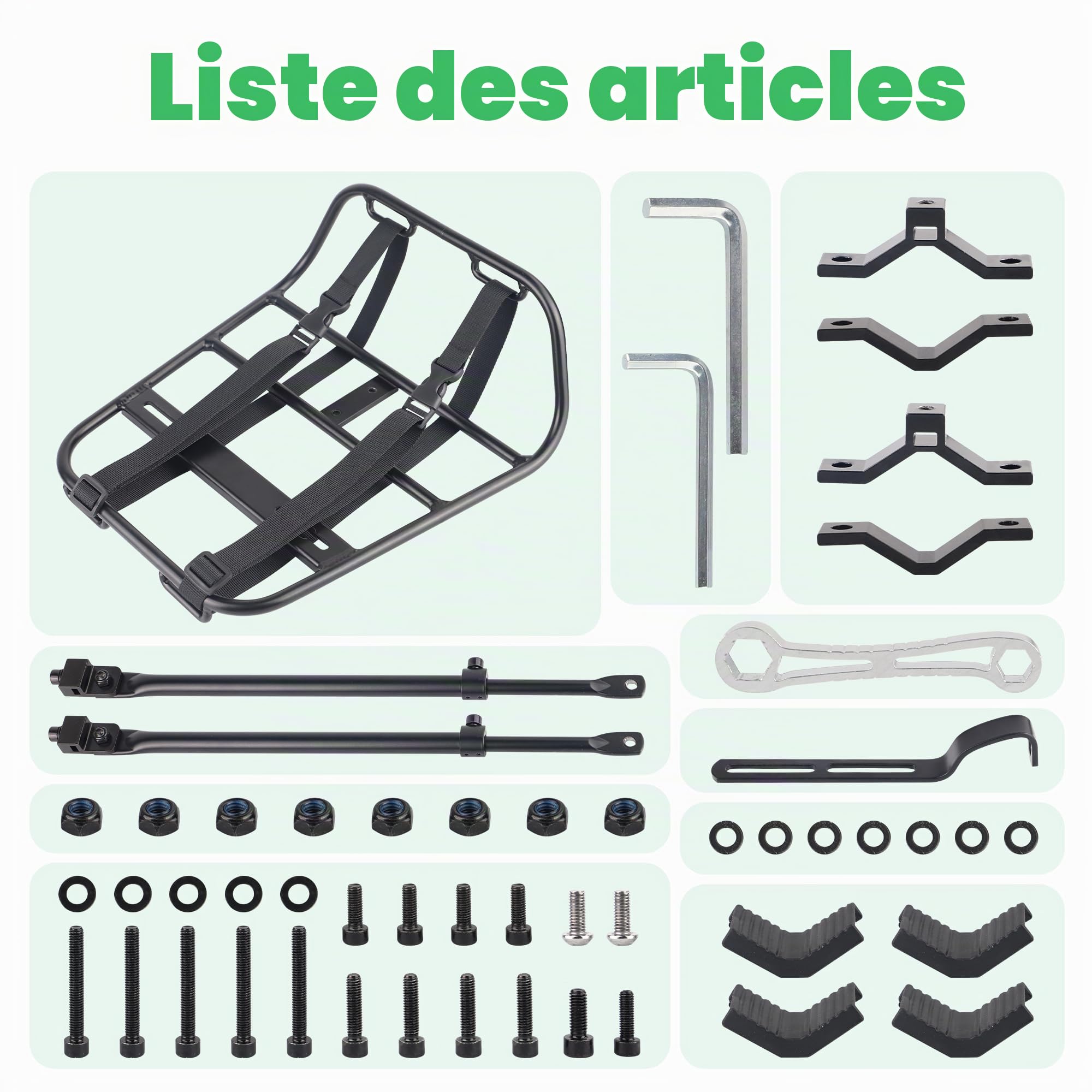 ZUKKA Porte-bagages de vélo avant - Charge maximale 15 kg, alliage d'aluminium - Convient pour vélos 24-29 pouces 700C - Pour vélo de montagne et vélo de route