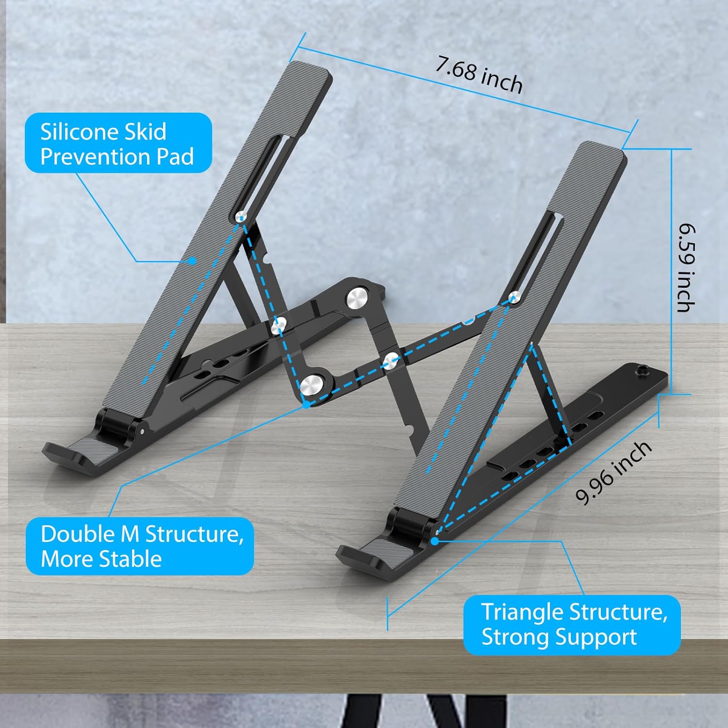 Adjustable Laptop Stand, Portable Laptop Riser for Desk, ABS+Silicone Foldable Ventilated Cooling Notebook Holder Stand for 10-15.6” Laptops, Tablets 5 71TiQz2FopL. AC SL1500