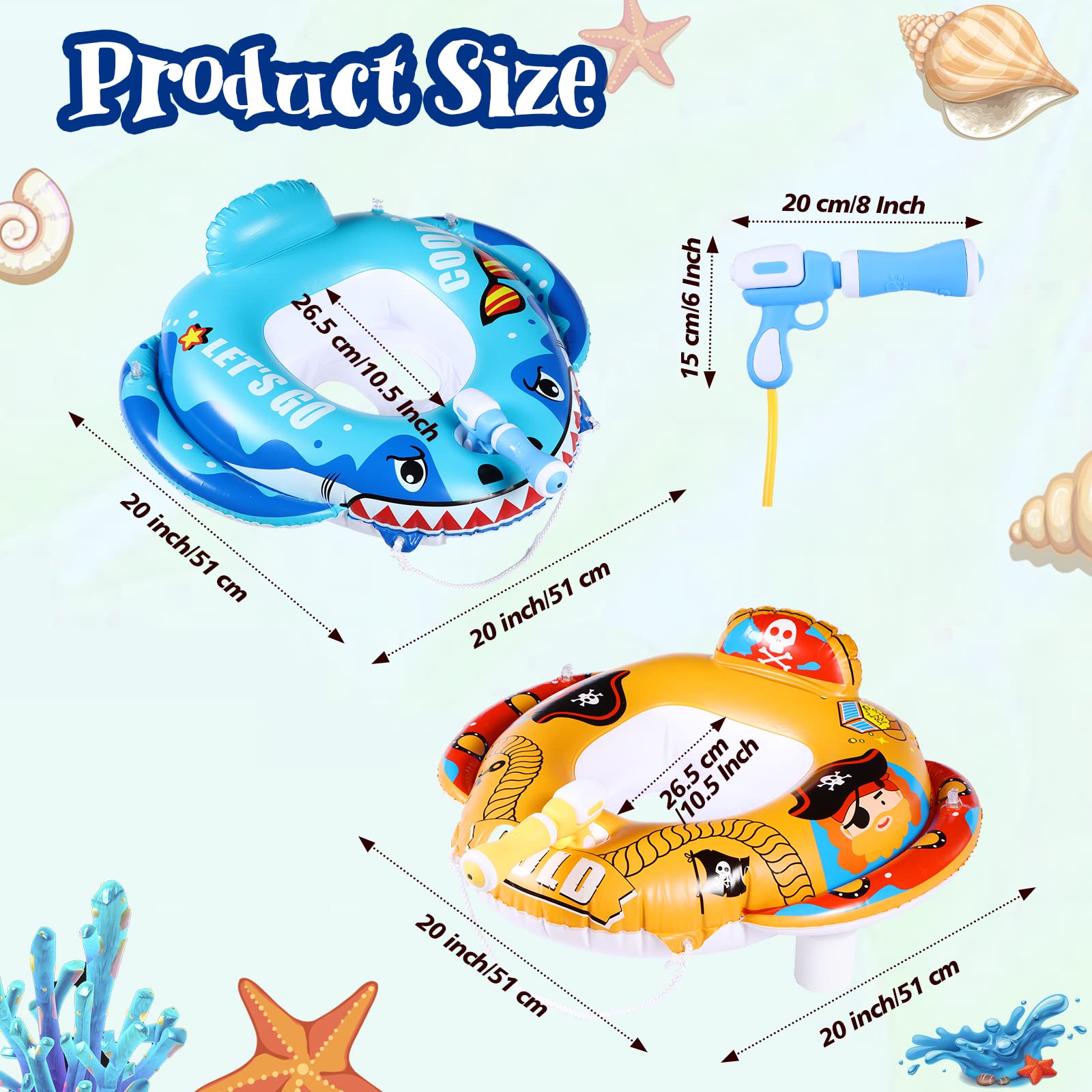 Flotador De Piscina Infantil Con Forma De Barco Pirata, Incluye Pistola De Agua Interactiva, Inflable De PVC Para Niños, Diversión Acuática Supervisada