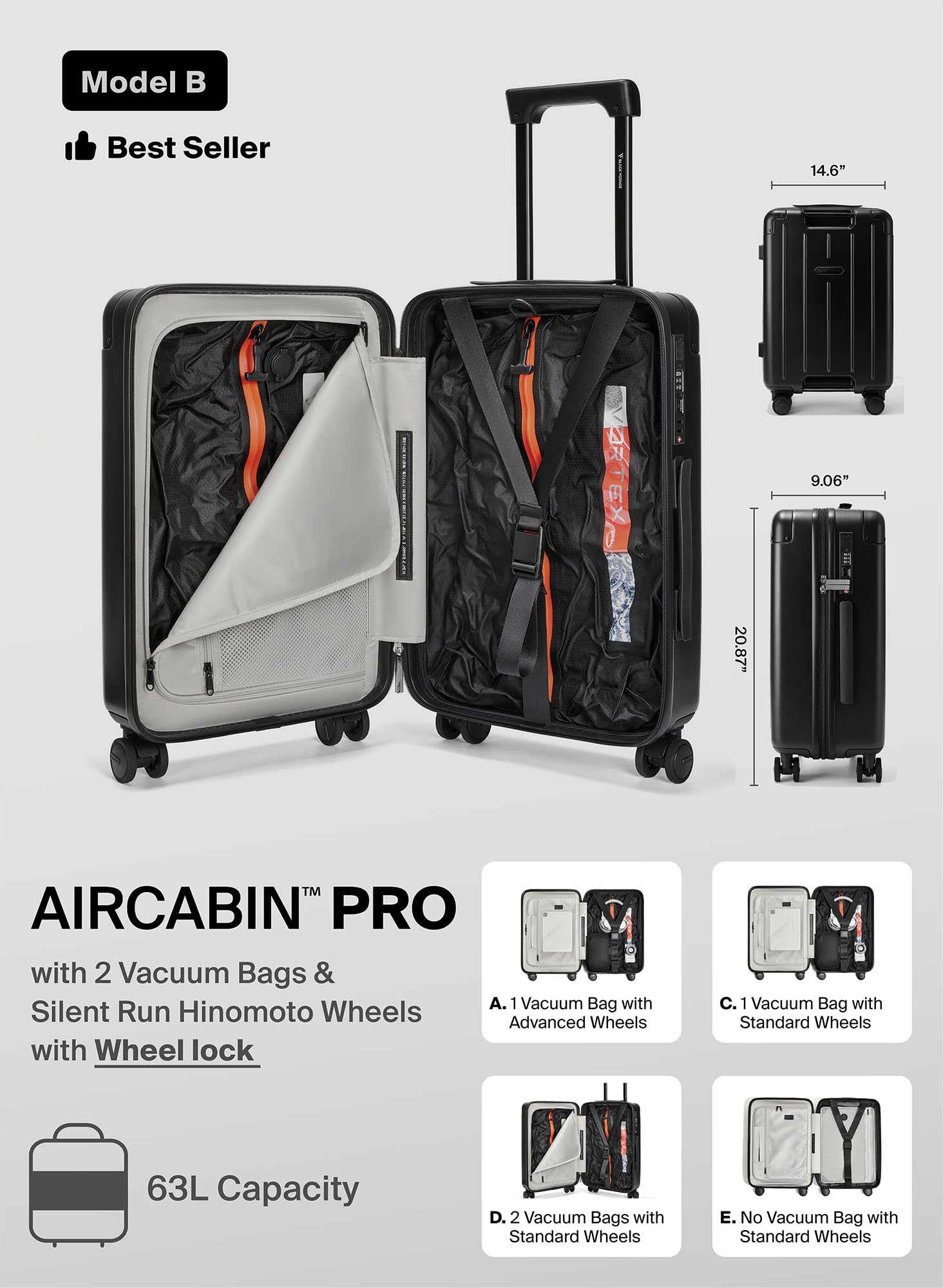 BlackVoyage Air Vacuum Suitcase - Maximize Carry-On Space -2