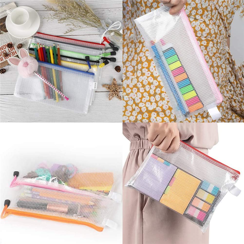 SevenMye 30 Pack Zipper Mesh Pouch Waterproof File Storage Bags Multipurpose Pen Bag Storage Bag Zero Purse for School Office Supplies,6 Colors - Image 4