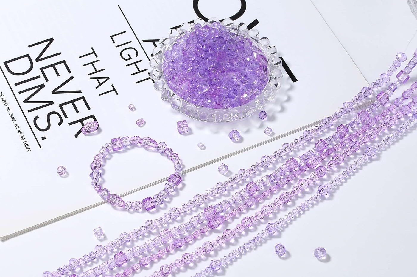 LAIDANLA 800PCS Glass Beads Purple Color Crystal Beads Assorted Crystal Beads with Container Box for DIY Necklace Bracelet Earring Jewelry Making - Image 2