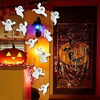 Vista 7 de 21 calcomanías 3D de fantasmas lindos – Calcomanías reutilizables autoadhesivas de pared de fantasma blanco – Suministros de fiesta de Halloween