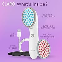 Vista 5 de Spa Sciences CLARO - Sistema de terapia de luz LED azul y rojo clínicamente probado para el acné FDA Cleared-Rechargeable - Tratamiento profesional