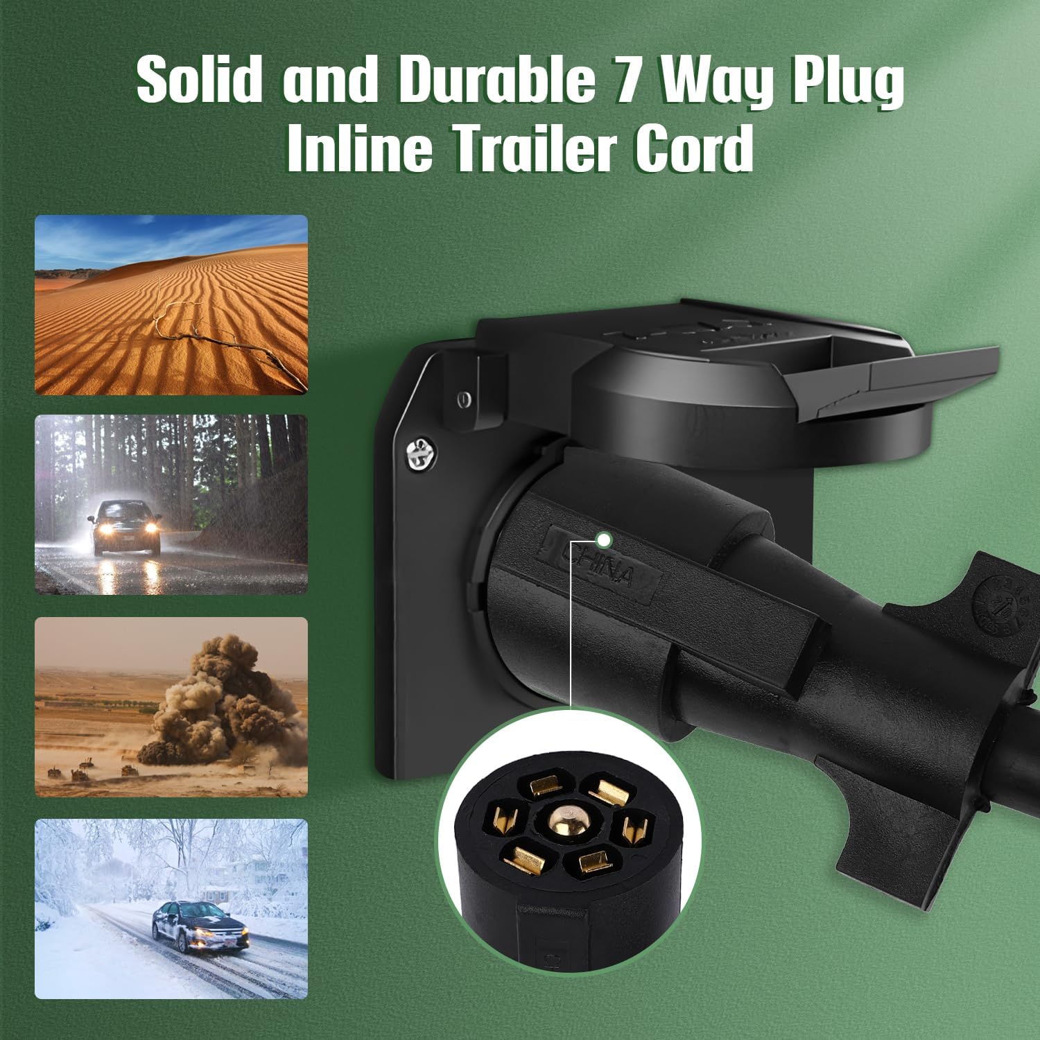 SCITOO 7 Way 12 Ft Plug Inline Trailer Cord, Auto Trailer Extension Cord Wire with 7 Pin Connector Plug Male to Female for RV Trailers, 5TH Wheel to Truck or Van, Campers, Caravans ETL/CETL Listed