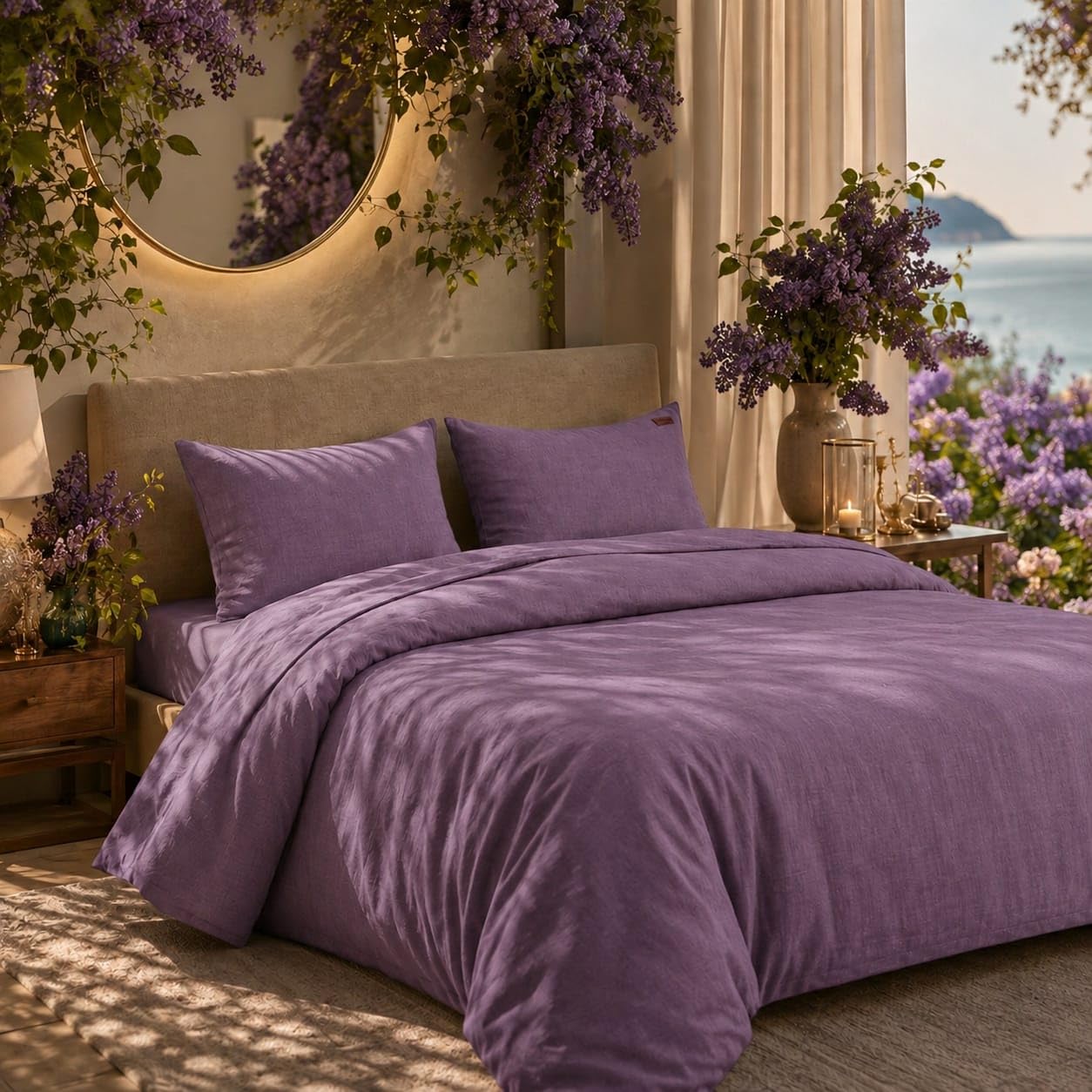 Completo Copripiumino Matrimoniale 220x230 cm BOSALONI HOME Essential Collection – Lenzuolo Sotto con Angoli 160x200+35 e 2 Federe 50x80 – Set Letto Elegante in Microfibra Morbida (Lavanda)