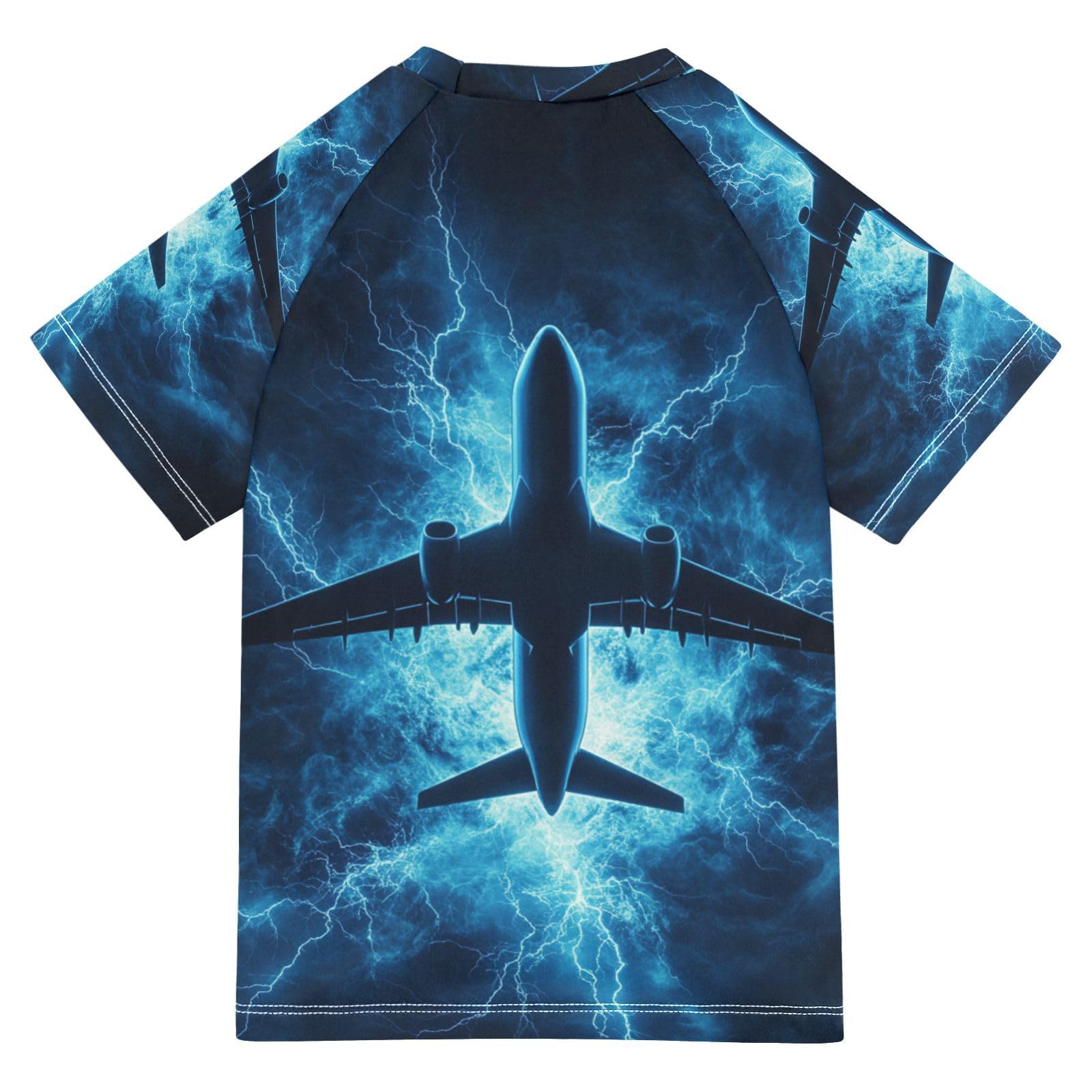 Jucciaco Boys Swing Shirts Aircraft Lightning Tornado Sea Rashguard Short Sleeve Kids T-Shirts Sun UPF 50+ Multicoloured