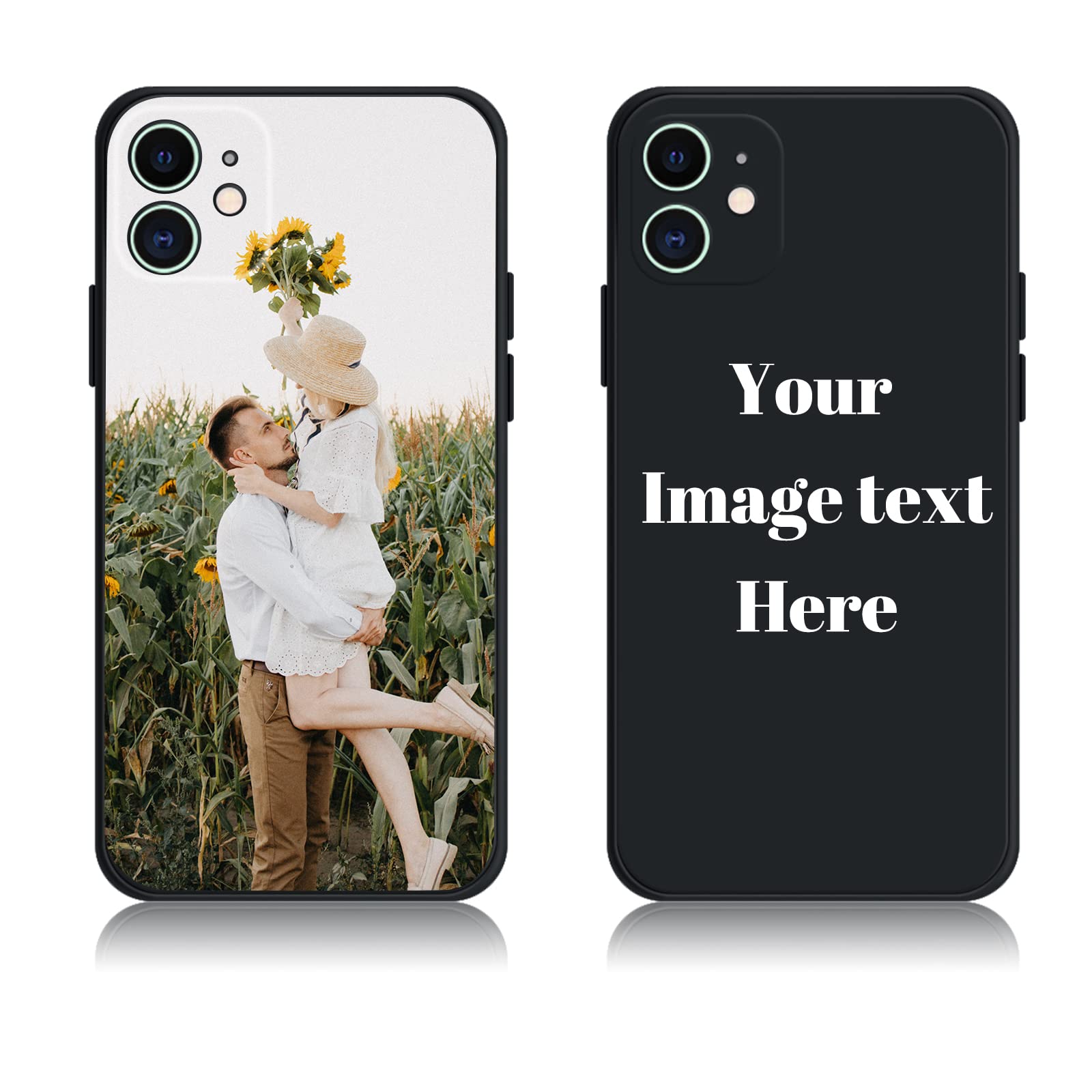 AnNengJing Custom Cases Soft Liquid Silicone Full-Body Protective Personalized Photo Name Text Logo Phone Cover for iPhone 12 (Black)