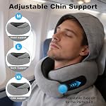 Oreiller réglable en cou de voyage avec capot - Support en mousse mémoire pour le sommeil profond & Soulagement de la douleur au cou lors des longs vols & Voyages sur route, léger-bloc & Design pliable pour le confort ultime, gris