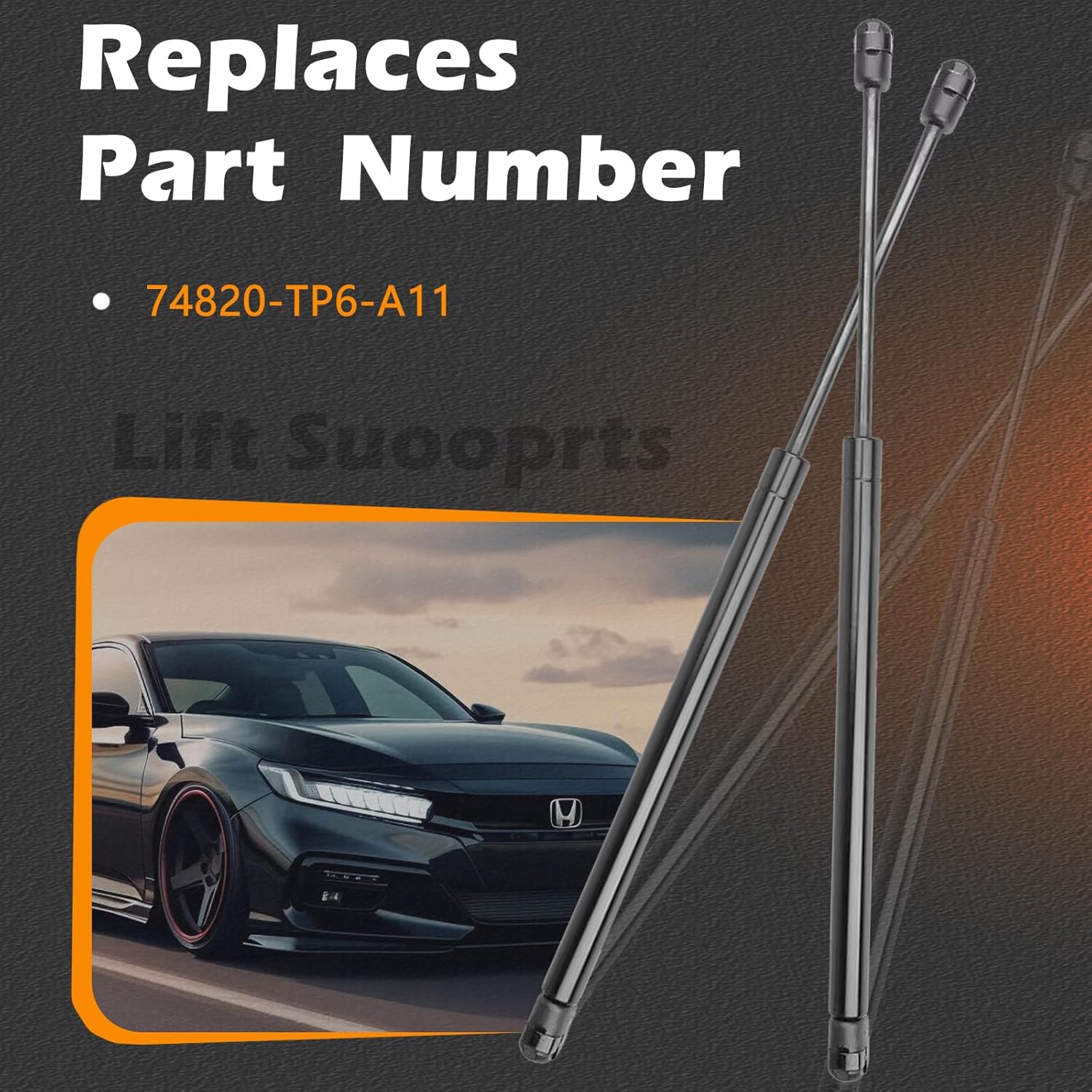 2Pcs 19.7IN Liftgate Trunk Struts Lift Supports Compatible with Honda Accord Crosstour 10-11 Crosstour 12-15 w/o Bracker Reuse It Shock Gas Spring Cylinder Rear Back Tailgate Hatch Replace 74820TP6A11