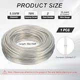 QUARKZMAN Kabel powlekany PCW, 2-żyłowy kabel zasilający 18 AWG 50 m, kabel elektryczny do lamp LED, kabel audio, przewód głośnikowy, przezroczysty