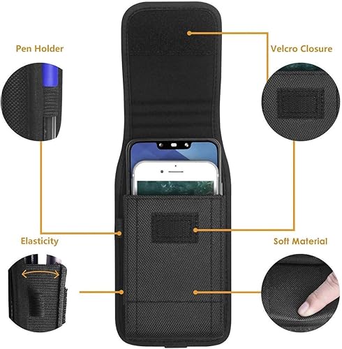 Miniatura 9 de AISCELL Funda universal de metal para cinturón de celular, funda de transporte de nailon negro resistente para Q70, Stylo 5, V40 ThinQ, Stylo 4, Q