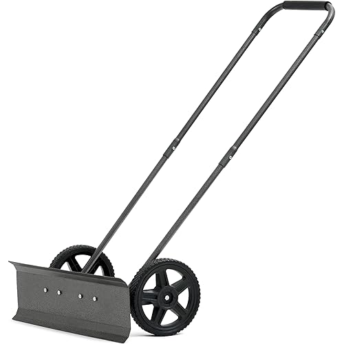 Yard Butler Snowplow Push Shovel, ISPP-24 - No-Bend Shovel for Easy Snow Clearing - Ergonomic Design - Two-Handed Cushioned Grips - Powder-Coated Steel Construction - ImprovedSimple Assembly
