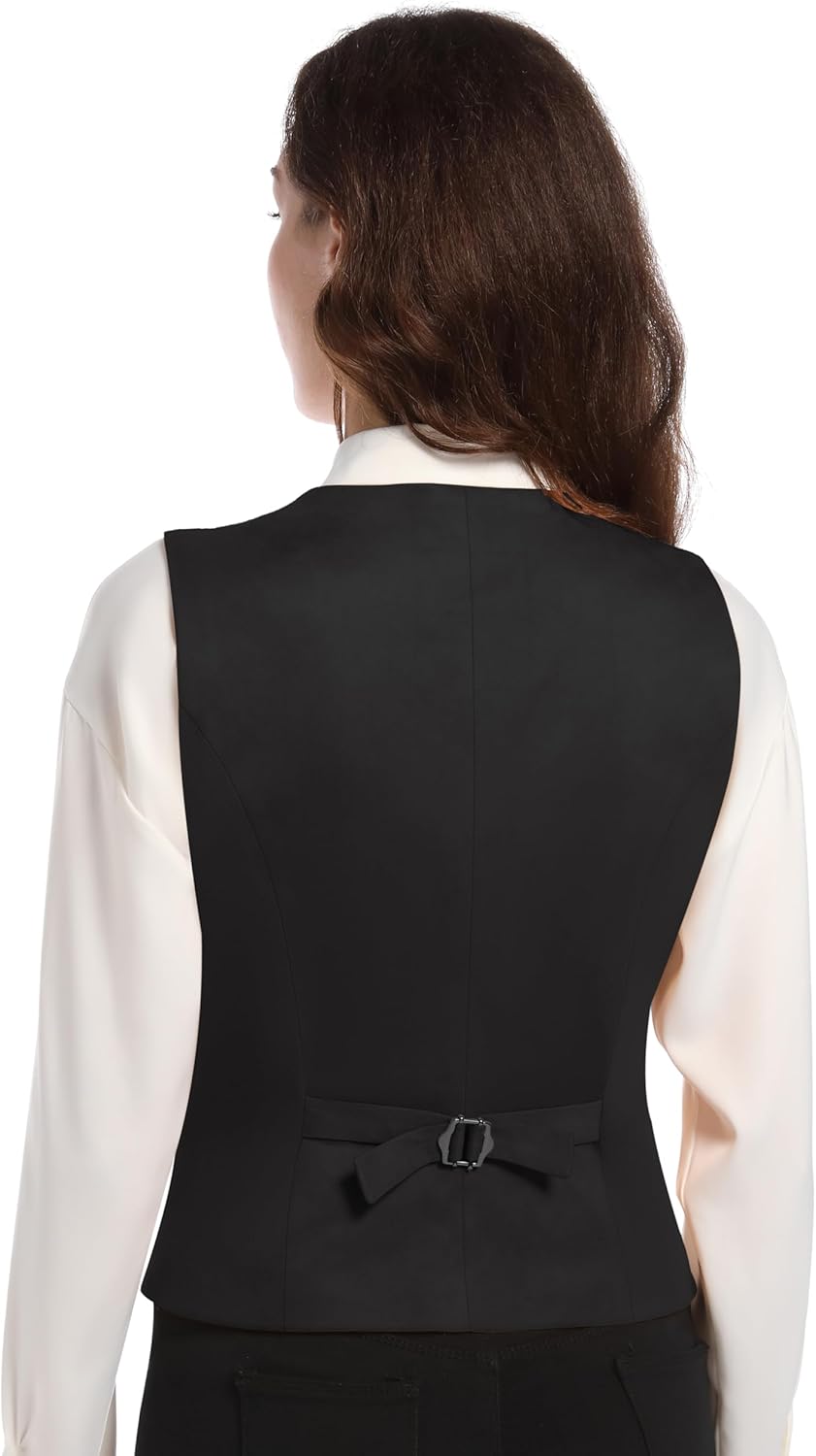 V VOCNI Women's Faux Suede Vest Cowgirl Western Vest Leather V Neck Slim Fit Fashion Casual Waistcoat Top - Image 5