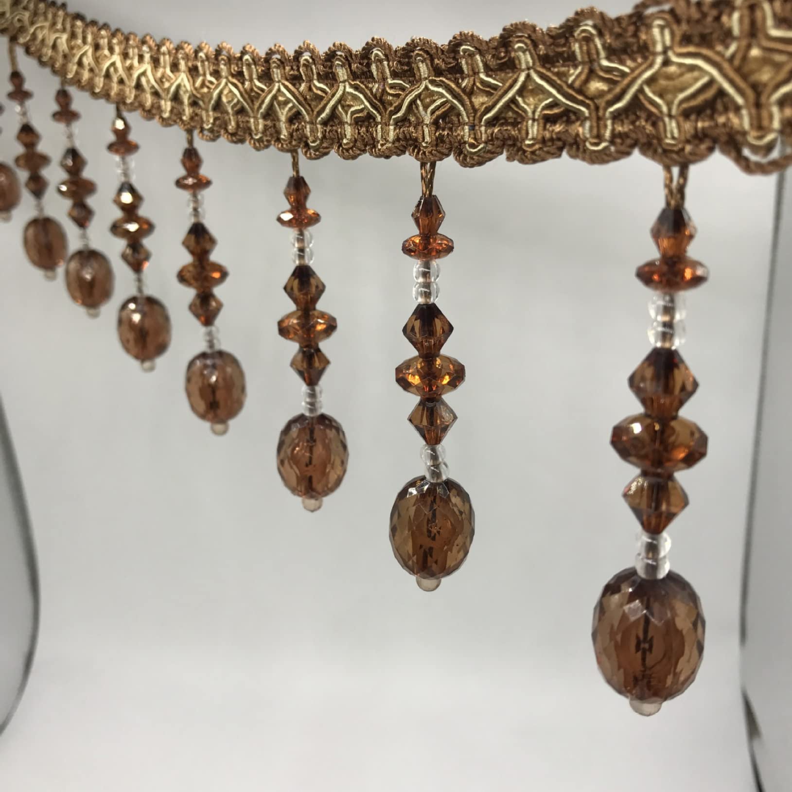 Garniture à Franges à Pompons, 12 mètres de Galon for Rideau, Tresse, Pendentif, Pompon, Couture, Frange, décoration d'intérieur, Perles suspendues, Ruban en Tissu(Dark Brown)