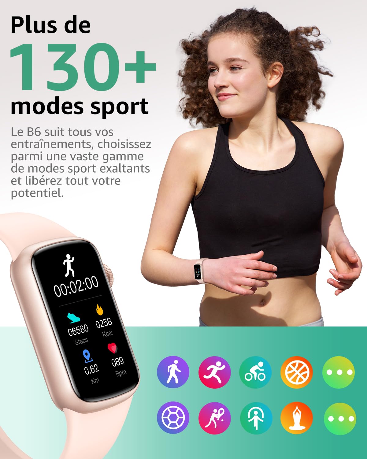 Montre Connectée Femme Homme, 1,47'' Smartwatch avec 137+ Modes Sportifs, Fitness Tracker avec Cardiofréquencemètre, Sommeil, Podomètre, Etanche IP68, Montre Intelligente pour Android iOS
