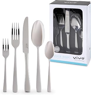 vivo - Villeroy & Boch Group - Voice Basic Cubertería de 30 Piezas para 6 Personas, Apto para Lavavajillas, Set Cubiertos, Acero Inoxidable